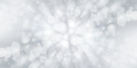 white and gray Christmas light with snowflake bokeh background, Winter backdrop wallpaper.