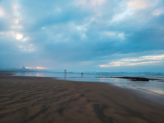 view of an empty beach in Casablanca, Morocco