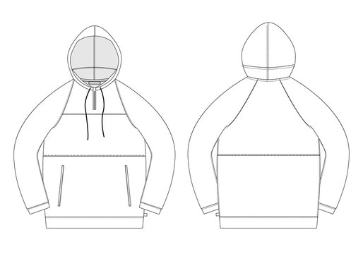 Technical sketch anorak. Unisex underwear hodie design template.