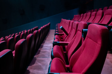 the empty row line of seats in the cinema hall