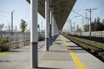 empty train station platfrom, public transport in the city