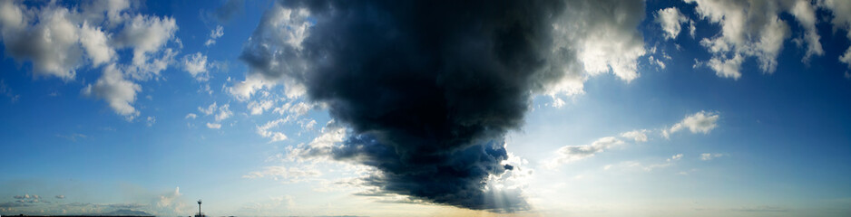 Fototapeta na wymiar Panorama, white clouds and blue skies