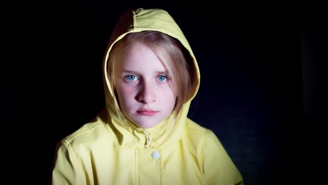 4k Halloween Shot of Girl Dressed in Costumes with Red Balloon 