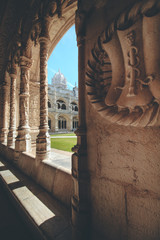 The exterior of  Hieronymites Monastery.View of beautiful reticulated vaulting and columns...