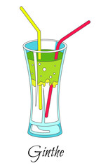 Gin and tonic cocktail isolated icon, bar menu