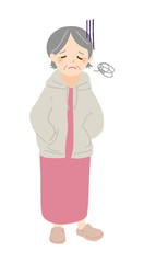 落ち込むパーカーをきた女性