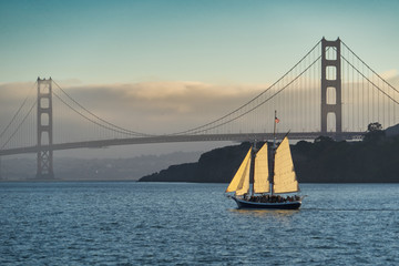 Boat crossing the Golden Gate