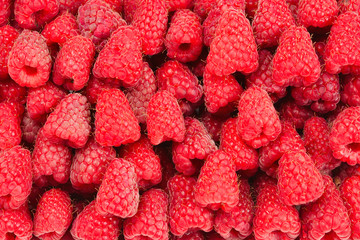 Raspberry as a background, top view.