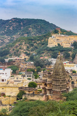 View from the Amber Palace over the Rameshwar Temple in Amer, India