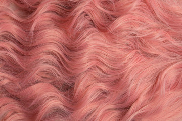 Pink wavy hair pattern. Top view.