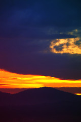 Beautiful sunrise view of the mountain