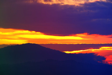 Beautiful sunrise view of the mountain