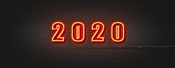 Happy new year 2020 Neon Text