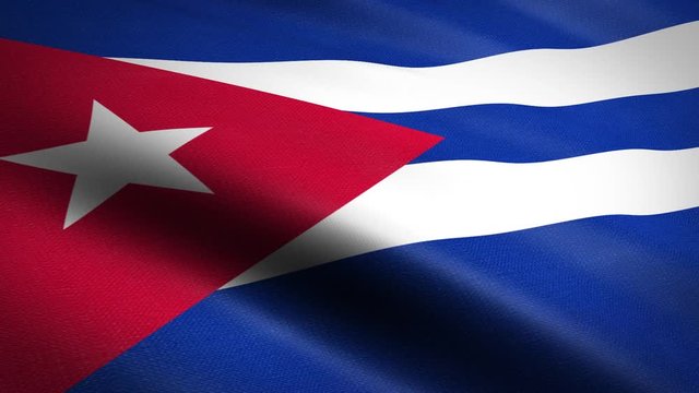 Flag of Cuba. Waving flag with highly detailed fabric texture seamless loopable video. Seamless loop with highly detailed fabric texture. Loop ready in HD resolution 1080p 60fps