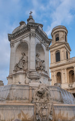 Fototapeta na wymiar Church of Saint-Sulpice, Place Saint-Sulpice, Latin Quarter, 6th arrondissement., Paris, France