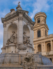 Church of Saint-Sulpice, Place Saint-Sulpice, Latin Quarter, 6th arrondissement., Paris, France