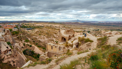 Fototapeta na wymiar Rock formations in Pigeon Valley of Cappadocia , Turkey