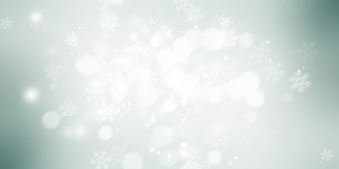 white and gray Christmas light with snowflake bokeh background, Winter backdrop wallpaper.