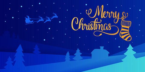 Marry christmas banner, paper cut