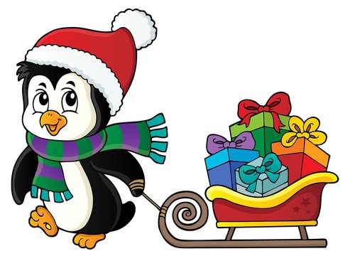 Christmas penguin with sledge image 3