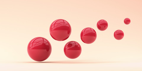 Falling crimson balls. 3d render illustration for advertising.