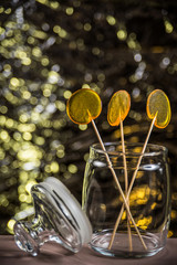 sweet lollipops on a beautiful bokeh background