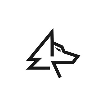 simple Wolf line logo design