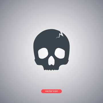 Skull silhouette icon isolated on a gray background. Icon in a flat style. 
