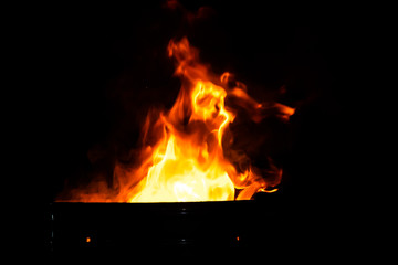 fire flames on black background