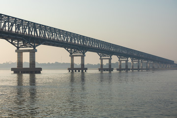 Pakokku bridge over the Irrawaddy river in the Mandalay region of Burma.
