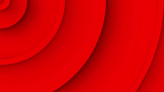 Abstract background with growing circular stripes. Looping background animation with red concentric circles moving from upper left corner.