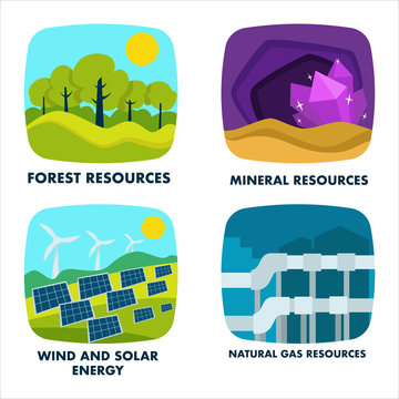 Ecology, Natural Resources Isolated Icons, Environmental Protection