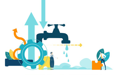 Fresh clean water dropping from the tap. Safe the planet and natural resources. Looking after natural resources for future generation.   
