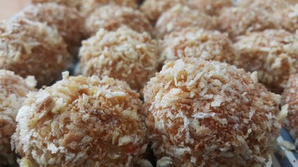 Closeup view of fried pizza bombs or pizza balls are altered form of pizza.