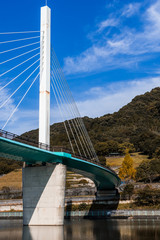 Torio Reservoir Footbridge. Taken at Torio reservoir, Tagawa city, Fukuoka, Japan on a bright and sunny day. 