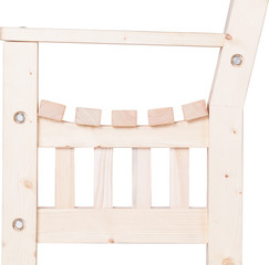 Simple wooden garden bench isolated on white background.