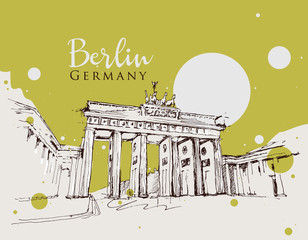 Drawing sketch illustration of the Brandenburg Gate © EnginKorkmaz