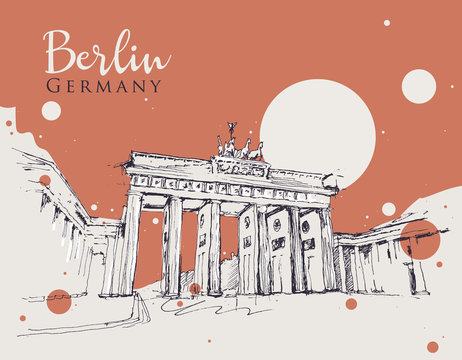 Drawing sketch illustration of the Brandenburg Gate