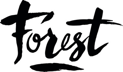Forest brush hand lettering, Vector illustration isolated on white background. Calligraphy vector illustration. EPS  10