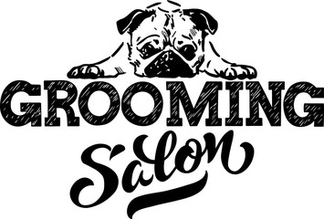 Logo for dog hair salon, dog styling and grooming shop, store for pets. Vector illustration isolated on white background. EPS 10