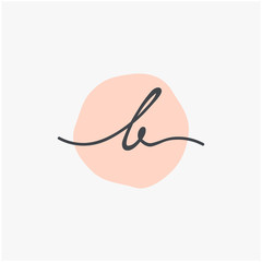 Letter B handwriting with circle concept. handwriting logo of initial signature, wedding, fashion, jewelry, boutique, and botanical with creative template for any company or business - vector