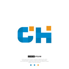 CH C H Logo Monogram with Blue and yellow Colors. modern letter logo design