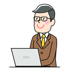 パソコンを使うビジネスマン　笑顔