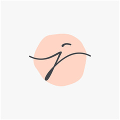 Letter J handwriting with circle concept. handwriting logo of initial signature, wedding, fashion, jewelry, boutique, and botanical with creative template for any company or business - vector