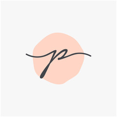 Letter P handwriting with circle concept. handwriting logo of initial signature, wedding, fashion, jewelry, boutique, and botanical with creative template for any company or business - vector