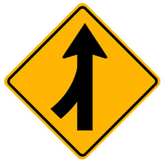 Merges Left Traffic Road Sign,Vector Illustration, Isolate On White Background Label. EPS10