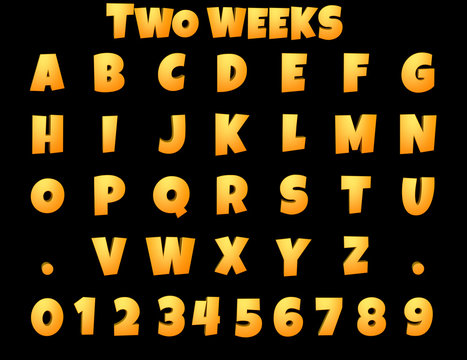 Two Weeks Cartoon video game Alphabet - 3D Illustration