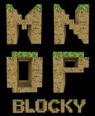 Blocky video Game Alphabet - 3D Illustration