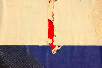 Old blank ripped torn posters grunge texture background creased crumpled paper backdrop placard...