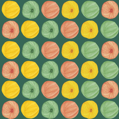 Seamless pattern with skein, watercolor painting